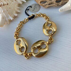 Tucco Zamak Gold Plated Anchor Chain Bracelet Made in Spain